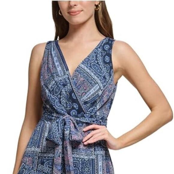 Tommy Hilfiger - Elegant Blue Paisley Wrap Dress New with Tag - Picture 8 of 8